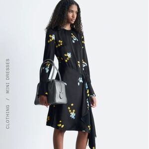 & Other Stories Black Floral Asymmetric Mini Dress